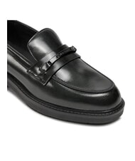 CALVIN KLEIN LOAFER BAR SAFF Mocasines de piel con inserto saffiano negro - Zapatos Mujer - 4