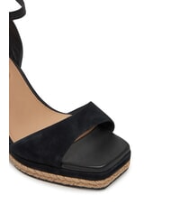 TOMMY HILFIGER TH MONOGRAM Sandalias de cu&ntilde;a alta de piel negro - Zapatos Mujer - 5