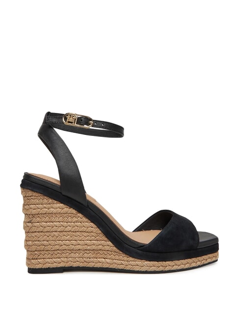 TH MONOGRAM Sandalias de cu&ntilde;a alta de piel negro - Zapatos Mujer