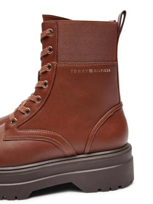 TH ELASTIC RIB LACEUP Botas de cuero con cordones marr&oacute;n co&ntilde;ac - Zapatos Mujer