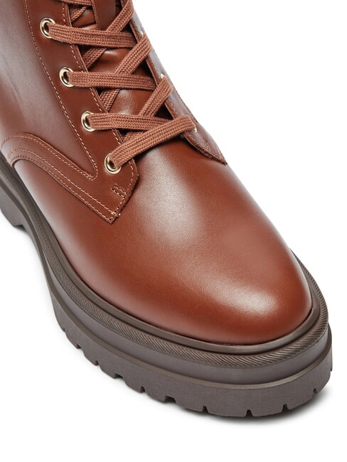 TH ELASTIC RIB LACEUP Botas de cuero con cordones marr&oacute;n co&ntilde;ac - Zapatos Mujer