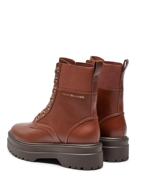 TH ELASTIC RIB LACEUP Botas de cuero con cordones marr&oacute;n co&ntilde;ac - Zapatos Mujer