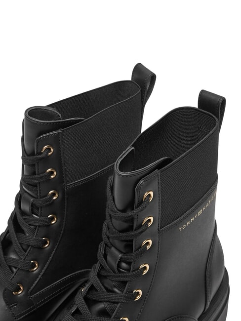 TH ELASTIC RIB LACEUP Botas de cuero con cordones negro - Zapatos Mujer