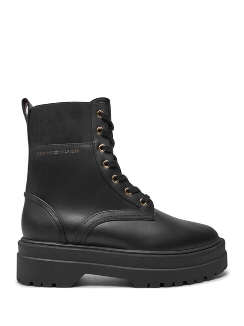 TH ELASTIC RIB LACEUP Botas de cuero con cordones negro - Zapatos Mujer