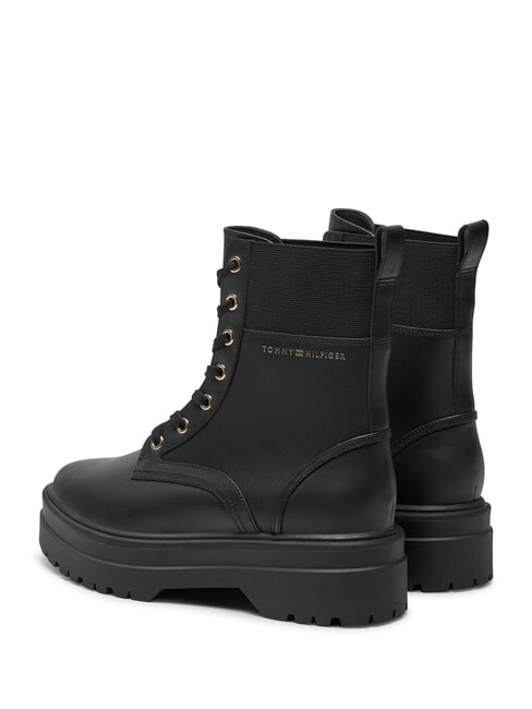 TH ELASTIC RIB LACEUP Botas de cuero con cordones negro - Zapatos Mujer