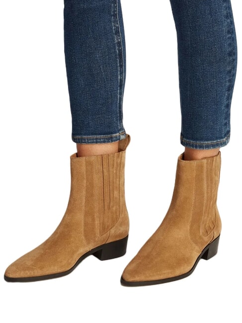 COWBOY CHELSEA Botines de ante con punta puntiaguda caqui - Zapatos Mujer