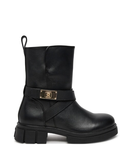 BIKER Botines de piel con hebilla negro - Zapatos Mujer