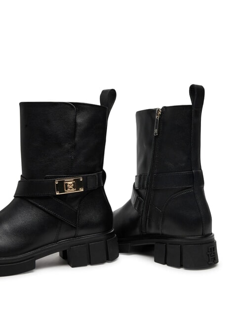 BIKER Botines de piel con hebilla negro - Zapatos Mujer