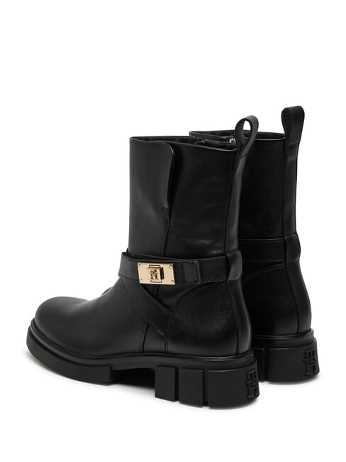 BIKER Botines de piel con hebilla negro - Zapatos Mujer