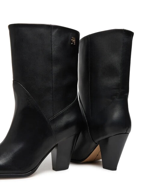 MID COWBOY Botines de piel con tac&oacute;n negro - Zapatos Mujer