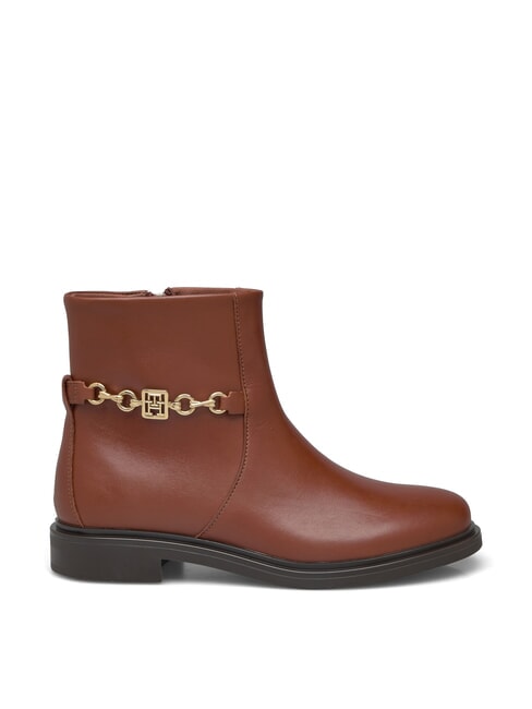 TH CHAIN Botines bajos de piel con cremallera marr&oacute;n co&ntilde;ac - Zapatos Mujer