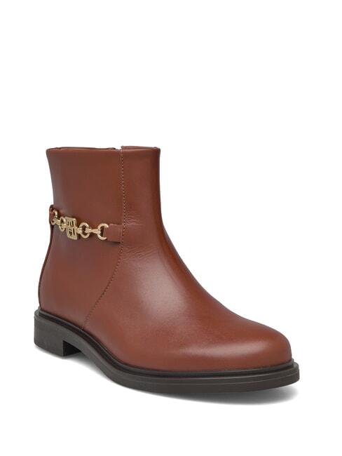 TH CHAIN Botines bajos de piel con cremallera marr&oacute;n co&ntilde;ac - Zapatos Mujer
