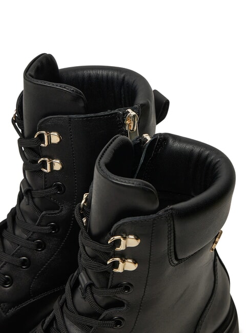LACE -UP BIKE Botas de cuero con cordones negro - Zapatos Mujer