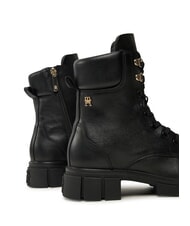 TOMMY HILFIGER LACE -UP BIKE Botas de cuero con cordones negro - Zapatos Mujer - 5