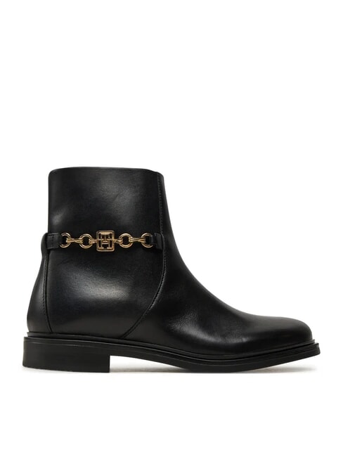TH CHAIN Botines bajos de piel con cremallera negro - Zapatos Mujer