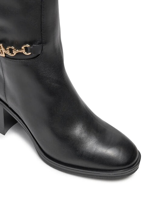 TH CHAIN Botas altas de piel con cadena negro - Zapatos Mujer