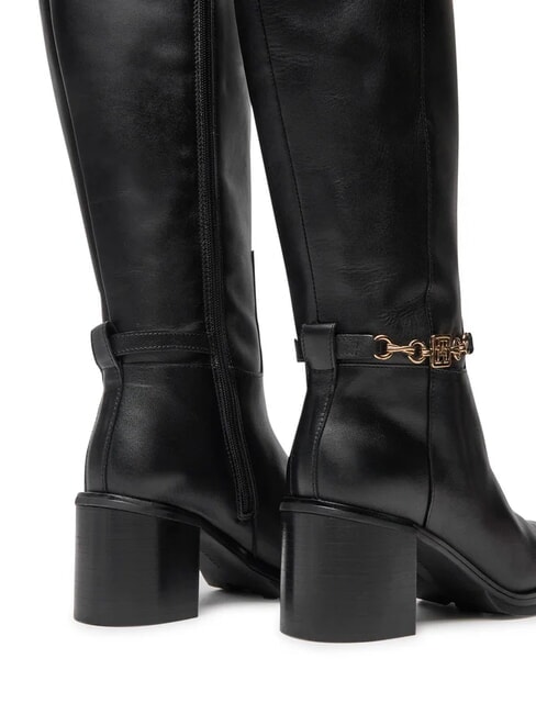 TH CHAIN Botas altas de piel con cadena negro - Zapatos Mujer