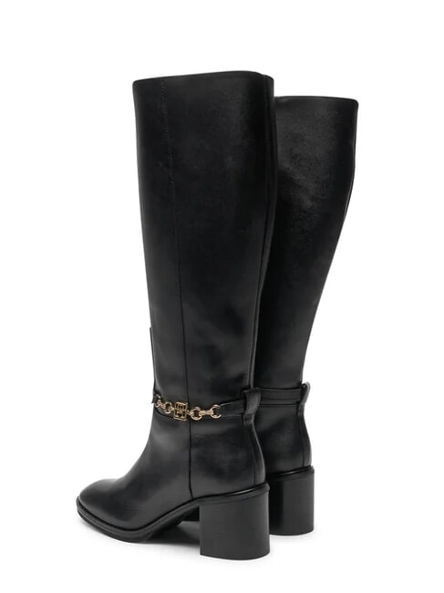 TH CHAIN Botas altas de piel con cadena negro - Zapatos Mujer