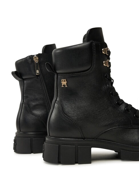 LACE -UP BIKE Botas de cuero con cordones negro - Zapatos Mujer