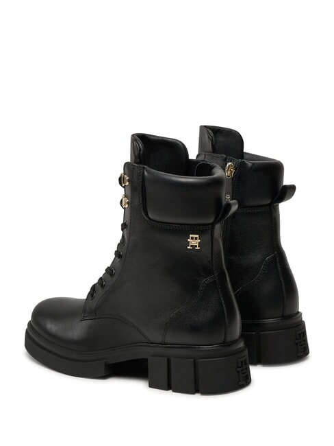 LACE -UP BIKE Botas de cuero con cordones negro - Zapatos Mujer