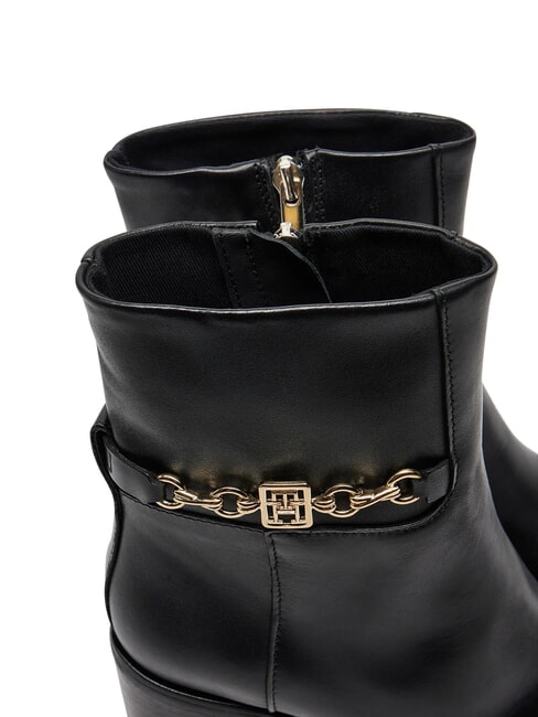 TH CHAIN Botines de piel con cadena negro - Zapatos Mujer