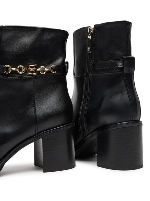 TH CHAIN Botines de piel con cadena negro - Zapatos Mujer