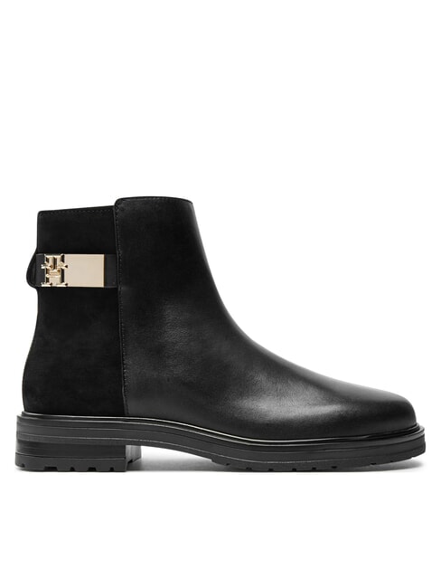 TH Botines bajos de ante y piel negro - Zapatos Mujer