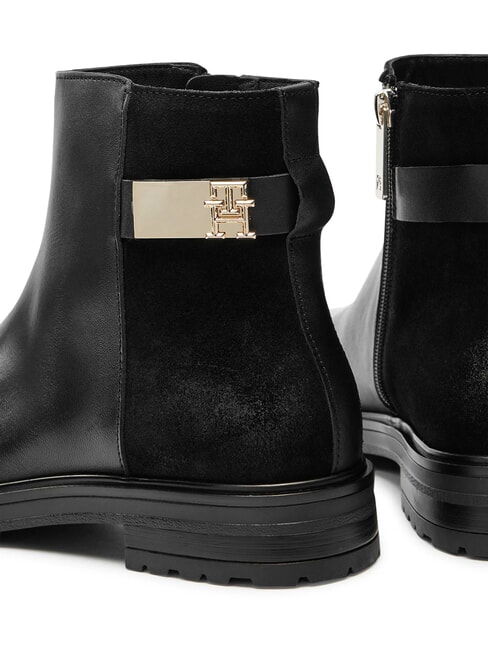 TH Botines bajos de ante y piel negro - Zapatos Mujer