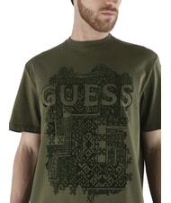 GUESS FLOCK Camiseta de manga corta de corte regular ma&ntilde;ana oliva - camiseta - 2