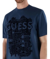 GUESS FLOCK Camiseta de manga corta de corte regular azul infinito - camiseta - 3