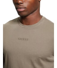 GUESS PIMA Camiseta de algod&oacute;n con logo bordado c&aacute;scara de nuez - camiseta - 3