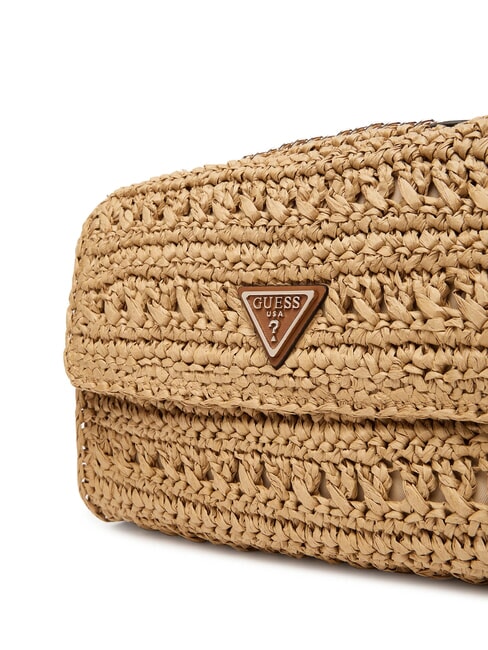 IRENE Bolso de hombro tejido, bolso bandolera natural / co&ntilde;ac - Bolsos Mujer