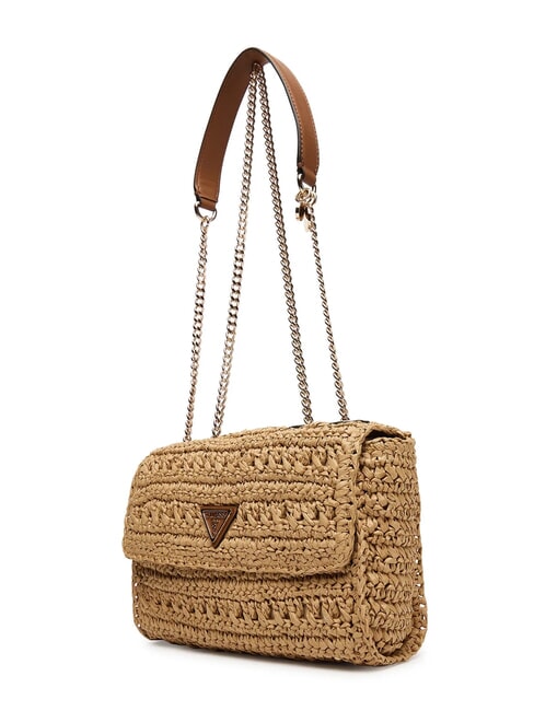 IRENE Bolso de hombro tejido, bolso bandolera natural / co&ntilde;ac - Bolsos Mujer