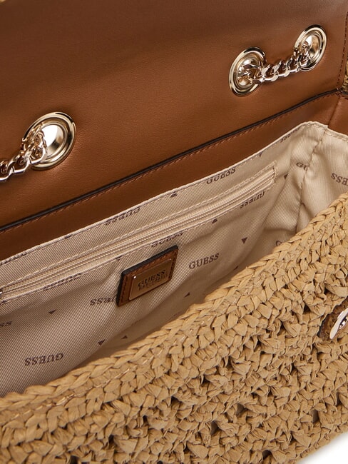 IRENE Bolso de hombro tejido, bolso bandolera natural / co&ntilde;ac - Bolsos Mujer