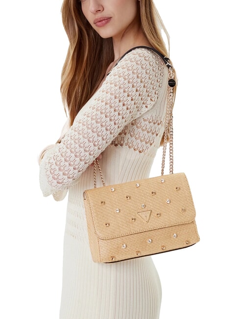 GIULLY 2 Bolso convertible de rafia con solapa lalie belleza natural - Bolsos Mujer