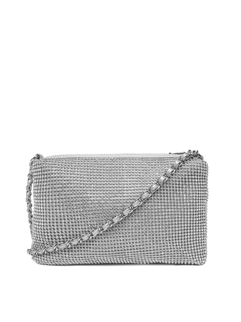 CRYSTAL Bolso de hombro con pedrer&iacute;a plata - Bolsos Mujer