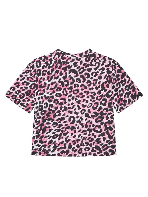 KIDS Camiseta de manga corta para ni&ntilde;a combinaci&oacute;n rosa leopardo - Camiseta ni&ntilde;o