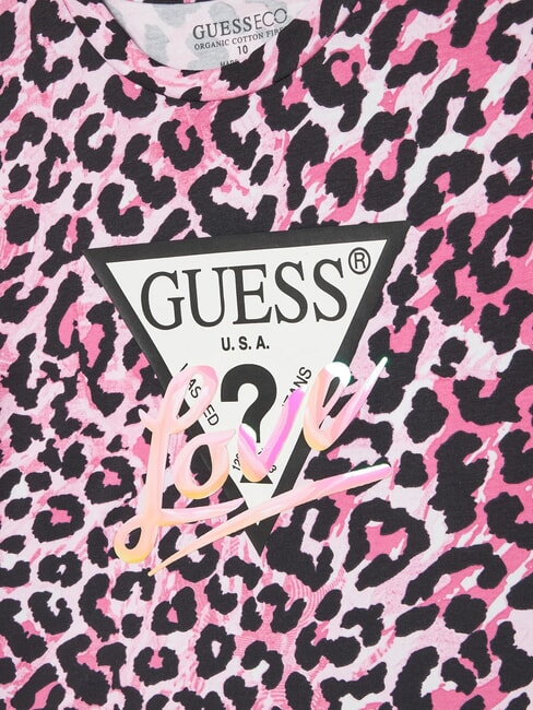 KIDS Camiseta de manga corta para ni&ntilde;a combinaci&oacute;n rosa leopardo - Camiseta ni&ntilde;o