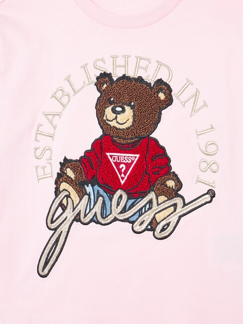 KIDS Camiseta de manga larga con osito de peluche rosa algod&oacute;n de az&uacute;car - Camiseta ni&ntilde;o