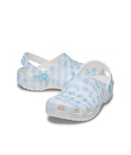 CROCS CLASSIC GINGHAM Zapatillas de estar por casa con estampado de sabot para mujer blanco/azul - Zapatos Mujer - 5
