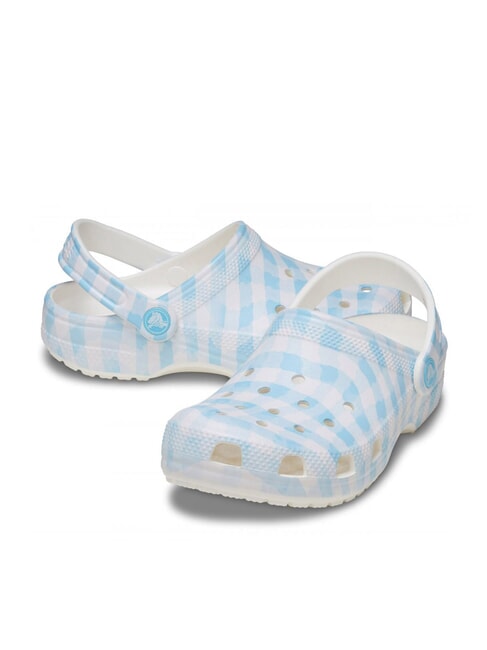 CLASSIC GINGHAM Zapatillas de estar por casa con estampado de sabot para mujer blanco/azul - Zapatos Mujer