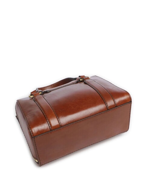 LAURA Bolso de piel tipo cartera con bandolera BROWN - Bolsos Mujer