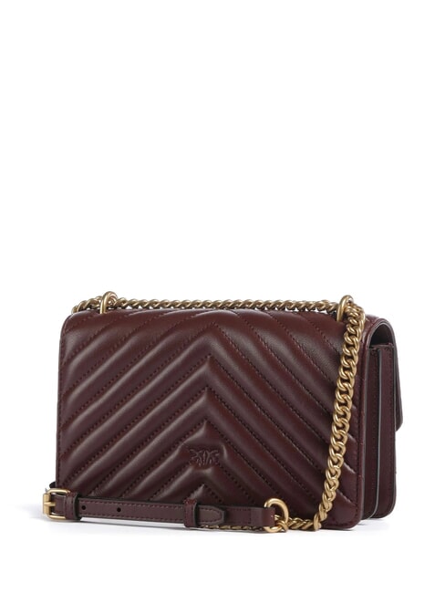 MINI LOVE BAG Una bolsa de chevron vino borgo&ntilde;a-oro antiguo - Bolsos Mujer