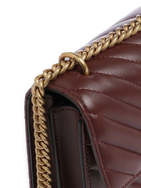 MINI LOVE BAG Una bolsa de chevron vino borgo&ntilde;a-oro antiguo - Bolsos Mujer