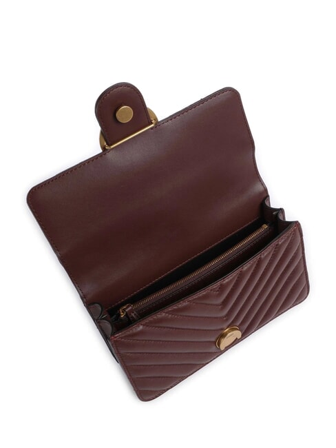 MINI LOVE BAG Una bolsa de chevron vino borgo&ntilde;a-oro antiguo - Bolsos Mujer