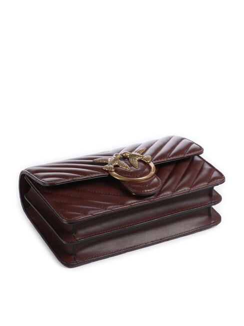 MINI LOVE BAG Una bolsa de chevron vino borgo&ntilde;a-oro antiguo - Bolsos Mujer