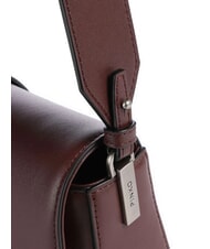 PINKO LOVE ONE SLOUCHY Mini bolso de hombro de piel vino borgo&ntilde;a-plata vieja - Bolsos Mujer - 3