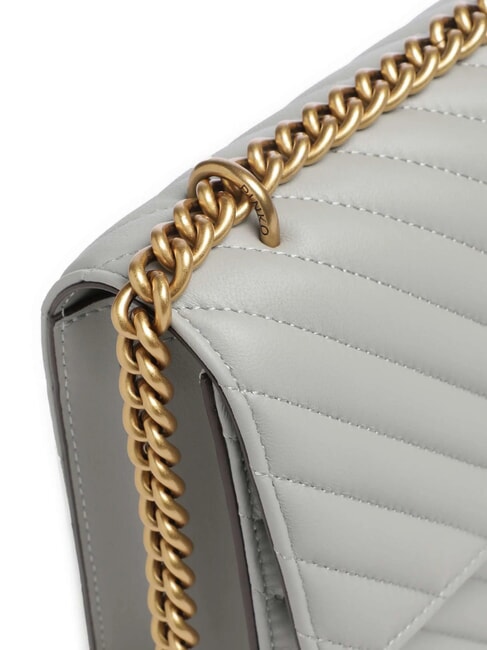 CLASSIC LOVE ONE Bolso de napa gris perla-oro antiguo - Bolsos Mujer