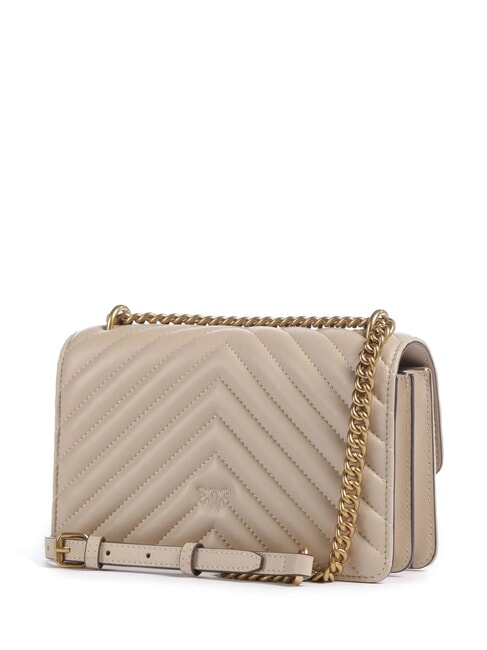 MINI LOVE BAG Una bolsa de chevron beige-gris ahumado-oro antiguo - Bolsos Mujer