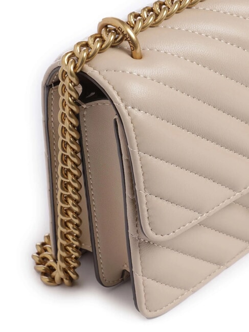 MINI LOVE BAG Una bolsa de chevron beige-gris ahumado-oro antiguo - Bolsos Mujer